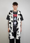 Cow print coat hooded faux fur spot pattern trench animal