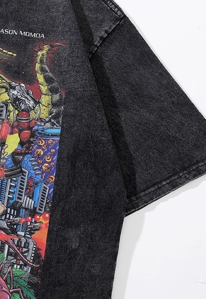 80s movie t-shirt Contra tee retro combat top in acid grey