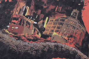 Godzilla print t-shirt monster anime tee retro Japanese top in vintage grey