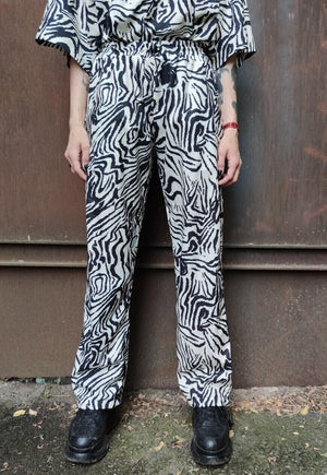 Zebra pattern beam joggers handmade zigzag stripe overalls