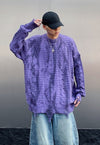 Oil wash cable sweater ripped jumper dirty wash top purple