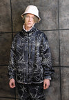 Reversible Spider web jacket handmade fleece bomber in black