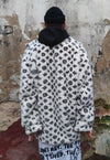 Faux fur coat heavy jacket reworked daisy trench in white