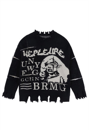 Gaga sweater pop art jumper distressed graffiti top black