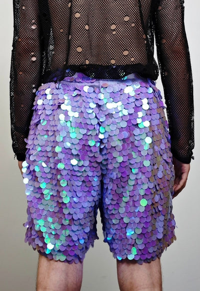 Purple sequin jacket hooded mermaid bomber holographic