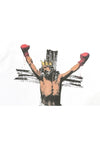 Boxing print t-shirt Jesus tee retro boxer top in white