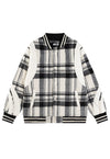 Plaid woolen varsity jacket red check USA college bomber