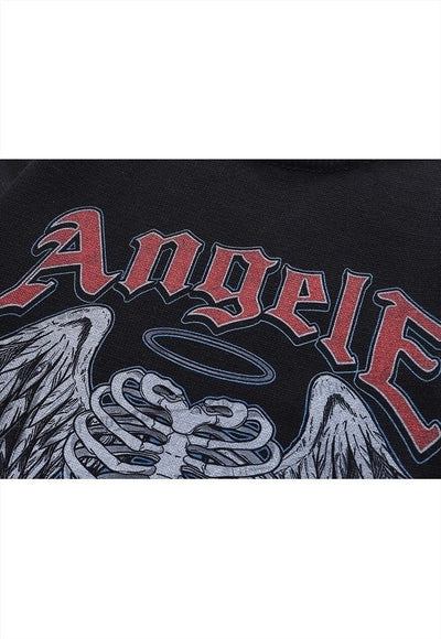 Angel wings sweater bones knit distressed scary jumper grey