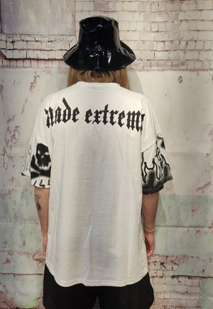 Graffiti print tee Extreme slogan t-shirt paint splatter top