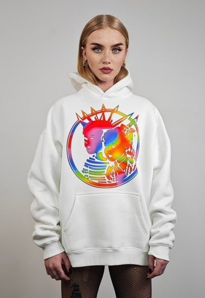 Gay punk hoodie rainbow spiky hair pullover mohawk jumper