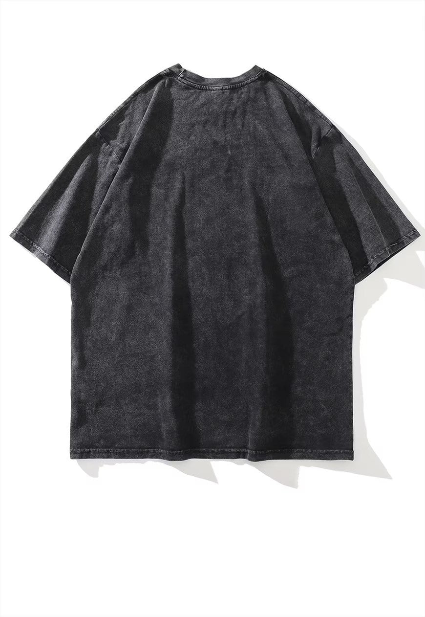 Rapper print t-shirt old gangster tee retro grunge top grey