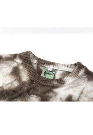 White tie-dye sweater cable knitted distressed grunge jumper