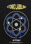 Atom print t-shirt science geek tee retro raver top in black