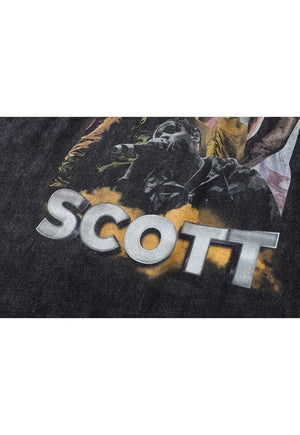 Rapper t-shirt Travis Scott long sleeve tee in acid black