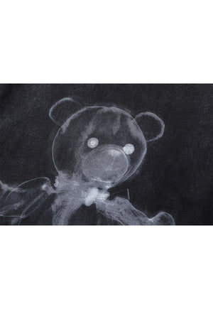 Gothic bear print t-shirt ghost cartoon tee creepy top grey