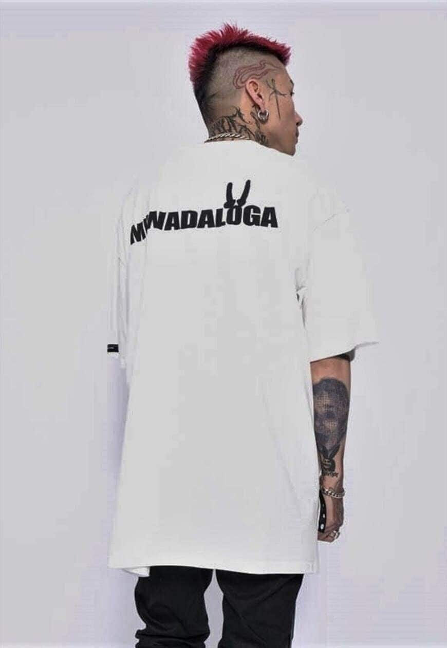 Raver face print tee grunge graffiti t-shirt anime top white