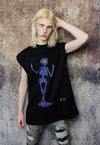 Skeleton sleeveless t-shirt bones print tank top surfer vest