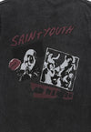 Saint slogan t-shirt grunge youth tee retro punk top in grey