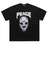 Mask print t-shirt old horror movie tee grunge top in grey