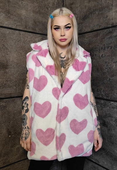 Heart fleece coat handmade 2in1 hood emoji trench jacket