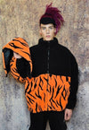 Tattoo fleece hood jacket handmade fluffy zebra bomber black