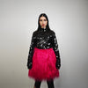 Neon faux fur skirt shaggy cropped skater skirt festival bottoms fuzzy pants carnival trousers florescent joggers multifunctional rave gown