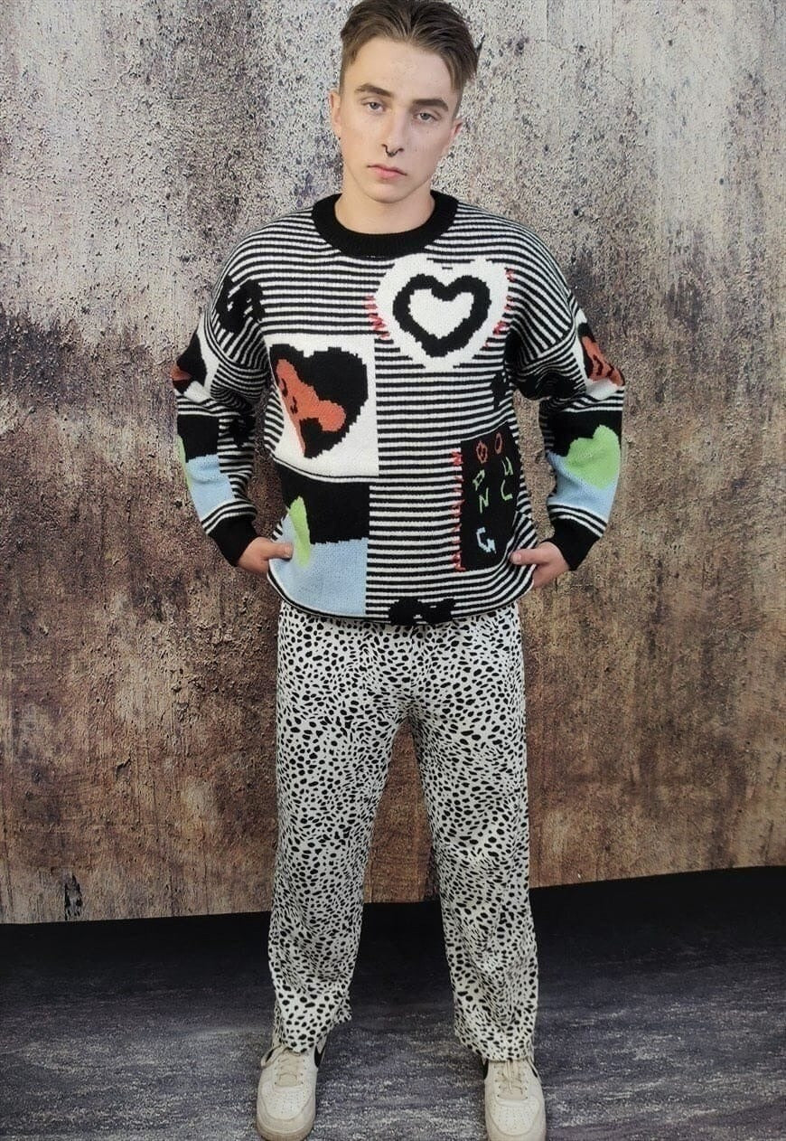 Leopard print joggers thin animal print overalls in white