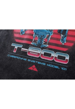 Terminator t-shirt grunge cyborg tee retro robot top in grey