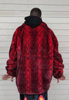 Luxury faux fur snake coat python print bomber handmade detachable fluffy jacket fleece puffer premium grunge trench in red black