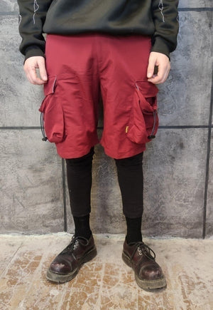 Cargo pocket shorts beam Korean skater sports pants in red