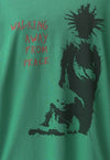 Punk t-shirt spiky hair print tee retro grunge top in green