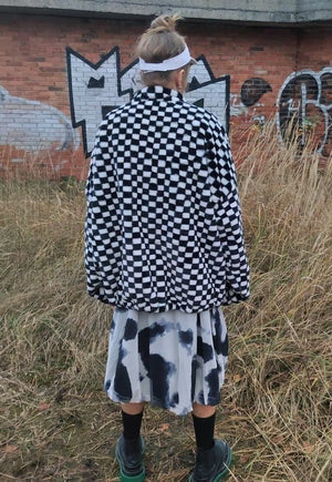 SKA check fleece bomber reversible handmade chess jacket