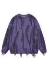 Oil wash cable sweater ripped jumper dirty wash top purple