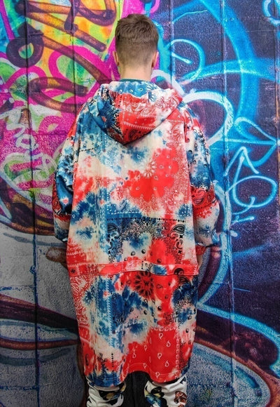 Tie-dye pastel jacket handmade paisley windbreaker in red