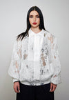 Transparent bomber white party jacket going out rave varsity