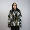 Short jacquard fur jacket green shaggy mink coat fuzzy going out military bomber party fleece fancy dress fluffy peacoat army camo overcoat