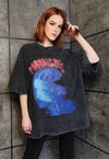 Psychedelic t-shirt creepy top vintage wash punk tee grey