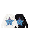 Fluffy sweater star print fluffy knitwear gilet jumper white