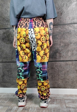 Dog print joggers handmade leopard pants tartan overalls