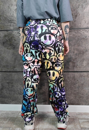 Emoji joggers handmade festival pants smile raver overalls