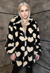 Heart fleece coat handmade 2in1 hood emoji trench jacket