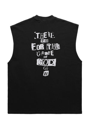 Jesus print tank top surfer vest retro sleeveless t-shirt