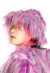 Festival faux fur bucket hat fluffy neon hat rave cap purple