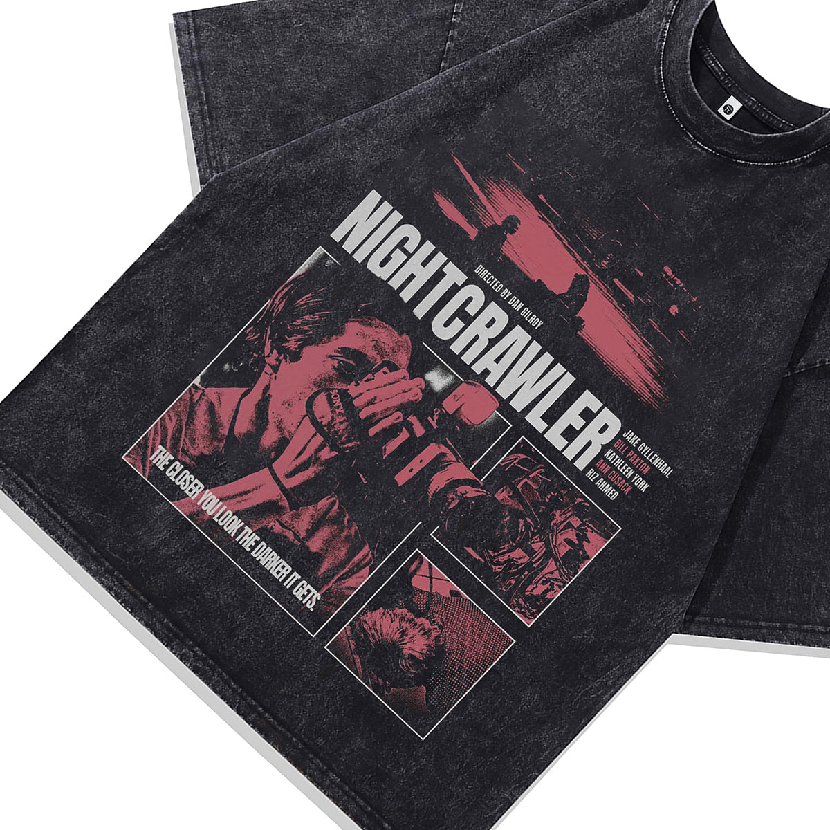 Nightcrawler t-shirt creepy poster tee grunge top in vintage grey