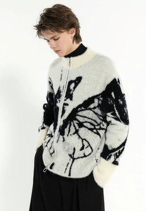 Abstract pattern sweater grunge moth print jumper punk top