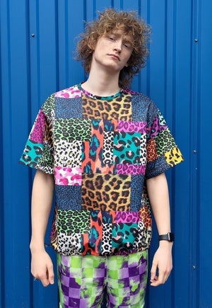 Leopard sweatshirt detachable handmade animal t-shirt blue