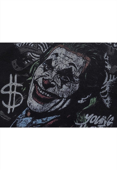 Joker print sweater clown jumper ripped knitted creepy top