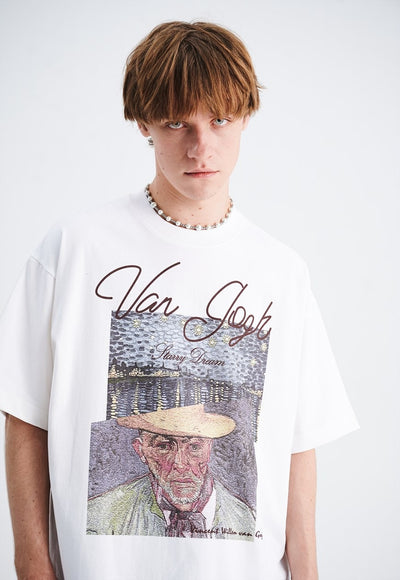 Van Gogh t-shirt artist print tee retro grunge top in white