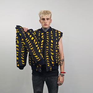 Tiger bomber black yellow jacket animal print reversible college varsity detachable sleeves handmade striped puffer grunge rocker e-boy coat