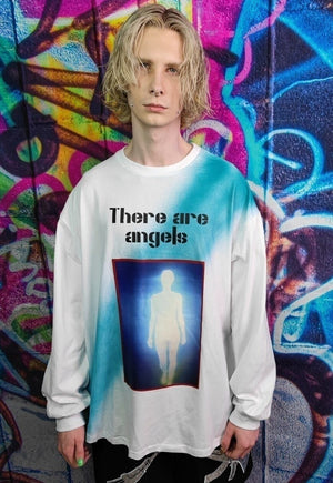 Angel print jumper gradient top tie-dye sweatshirt in white